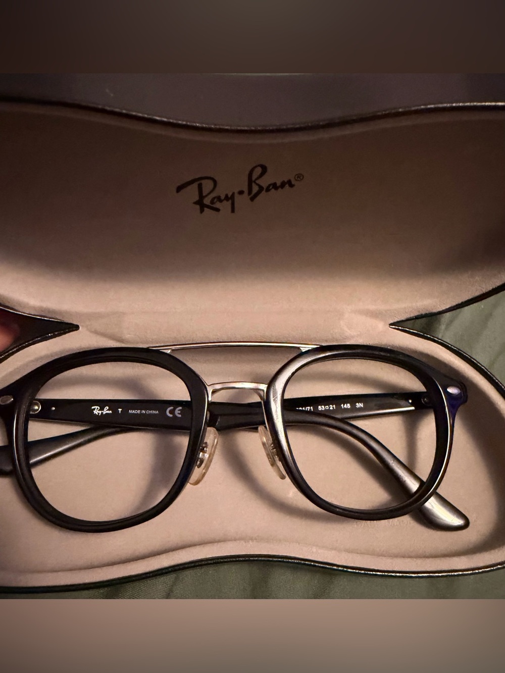 VINTAGE AVIATOR Ray-Ban Black Round Double-Bridge Eyeglasses